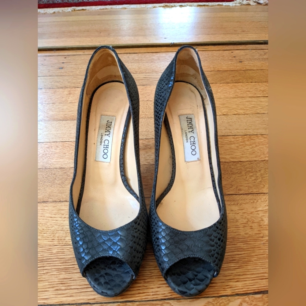 Jimmy Choo gray/black heels